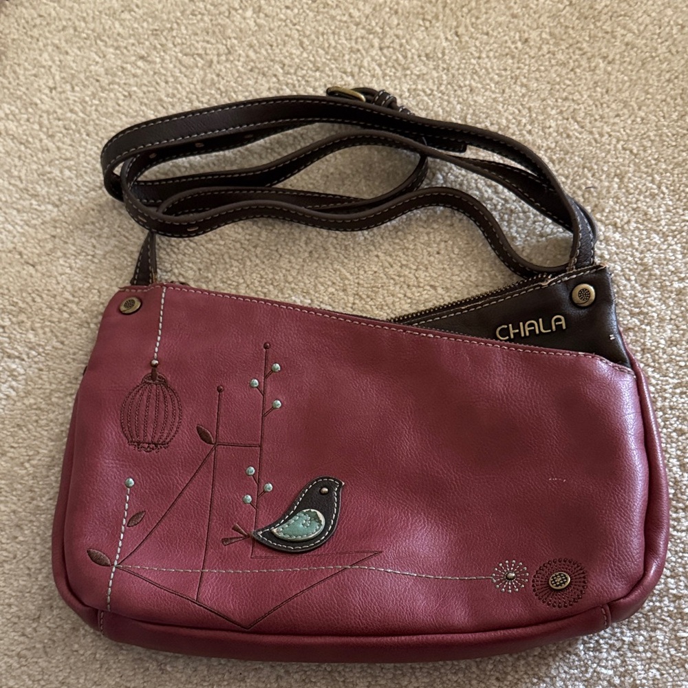 Chala Bird on Berry Crossbody Purse - Picture 2 of 8